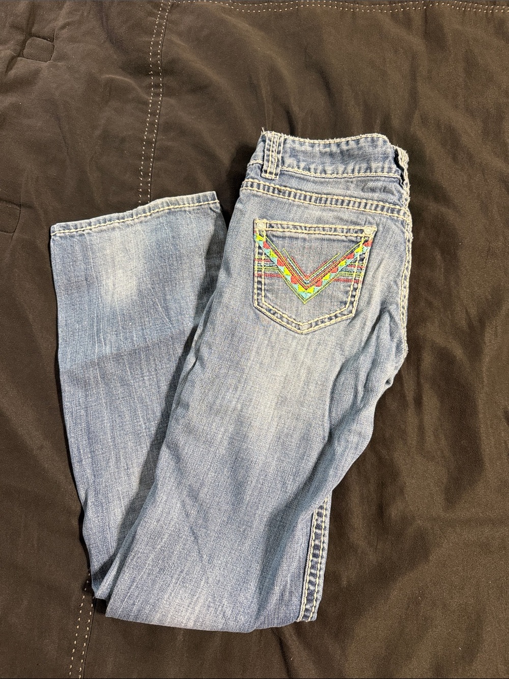 Rock & Roll Cowgirl Light Blue Bootcut Jeans with Embroidered Back Pocket